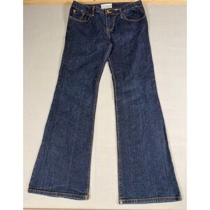 Phat Fashions Silver Label‎ Flare Leg Jeans Dark Wash Cat Logo Size 15 Y2K 0538